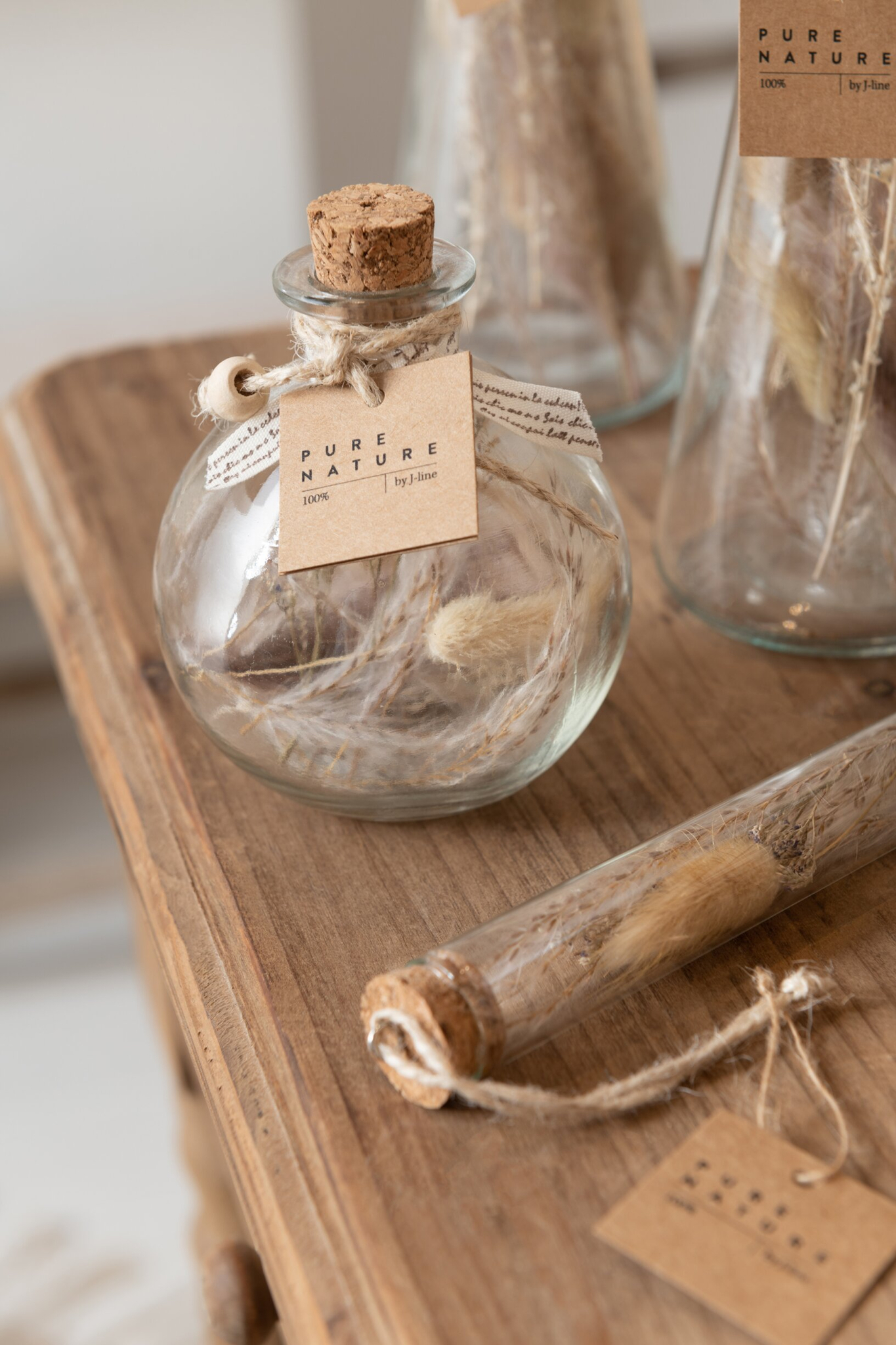 Droogbloemen Peildel Glas Naturel - Set van 2 - Afbeelding 3