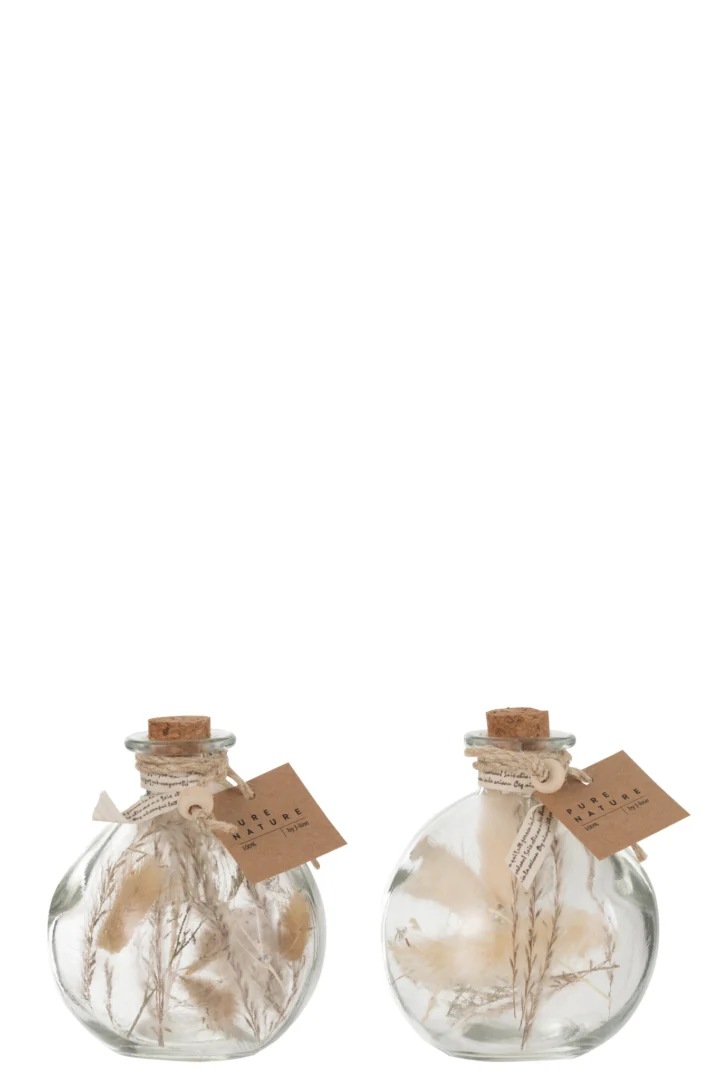 Droogbloemen Voovel Glas Naturel - Set van 2 - Afbeelding 2