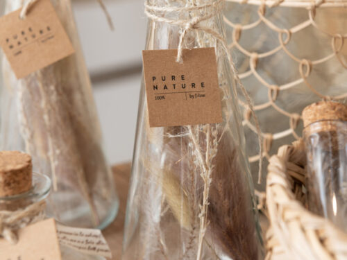 Droogbloemen Stolea Glas Naturel set van 2 glazen flessen met kurk en gedroogde bloemen, naturel decoratie