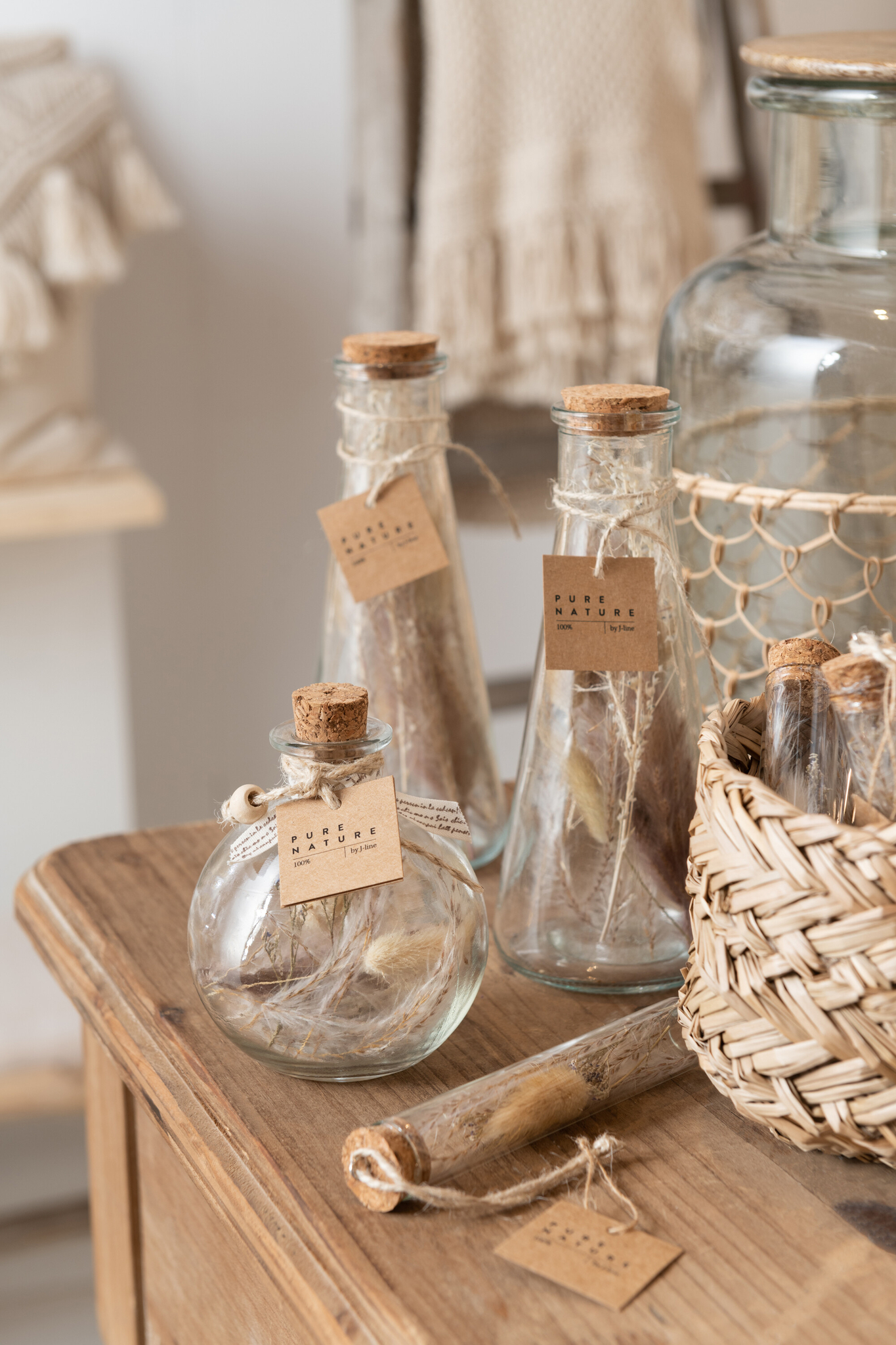 Droogbloemen Stolea Glas Naturel - Set van 2 - Afbeelding 2