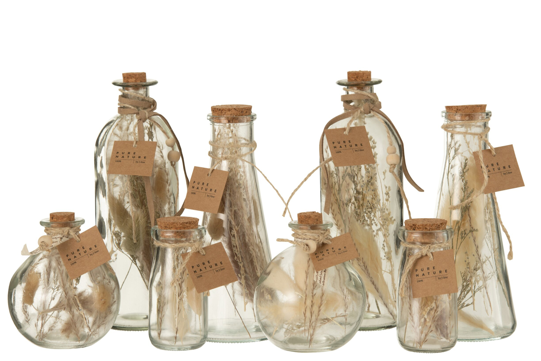 Droogbloemen Faanero Glas Naturel - Set van 2