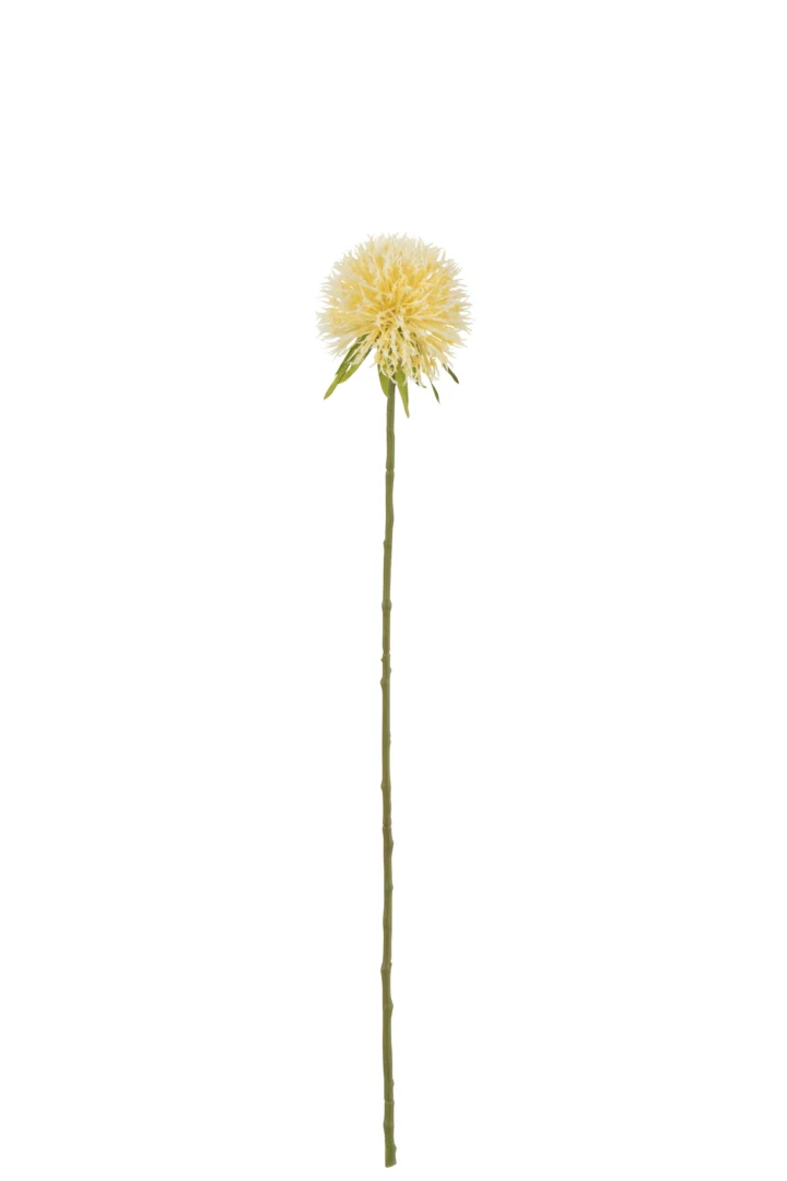 Kunstbloem Troobin gele allium met slanke steel en zachte bloemkop, 44 cm lang