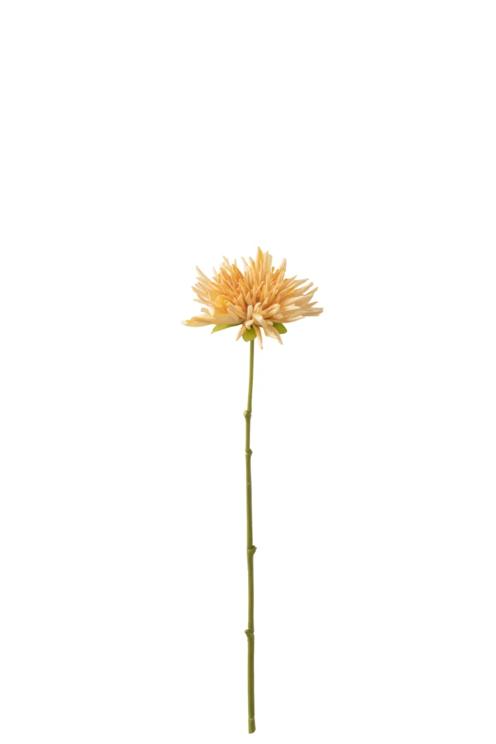 Kunstbloem Koomar oranje polyester met lange groene steel en volle bloemkop voor vaasstyling