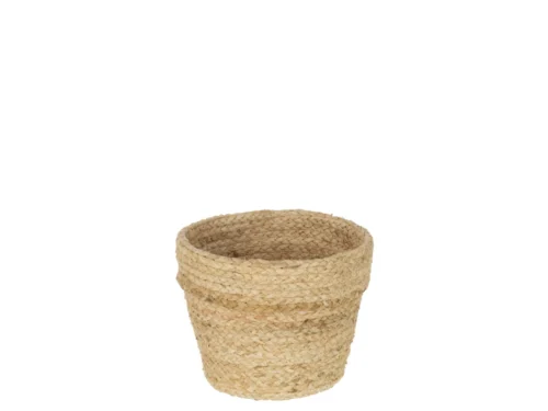 Mand Betaro Maïs Naturel: compacte ronde opbergmand van 100% maïs in naturel, warm en sfeervol