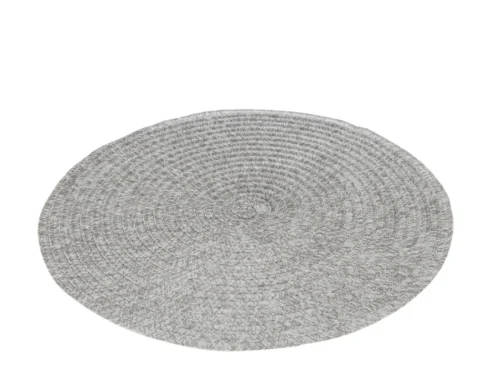 Grijze ronde Placemat Bieldu PVC met gevlochten structuur, stijlvol en praktisch voor de eettafel