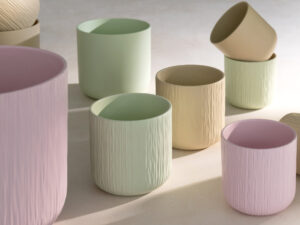 Bloempot Faaski Keramiek Beige H20 cm - Set van 2