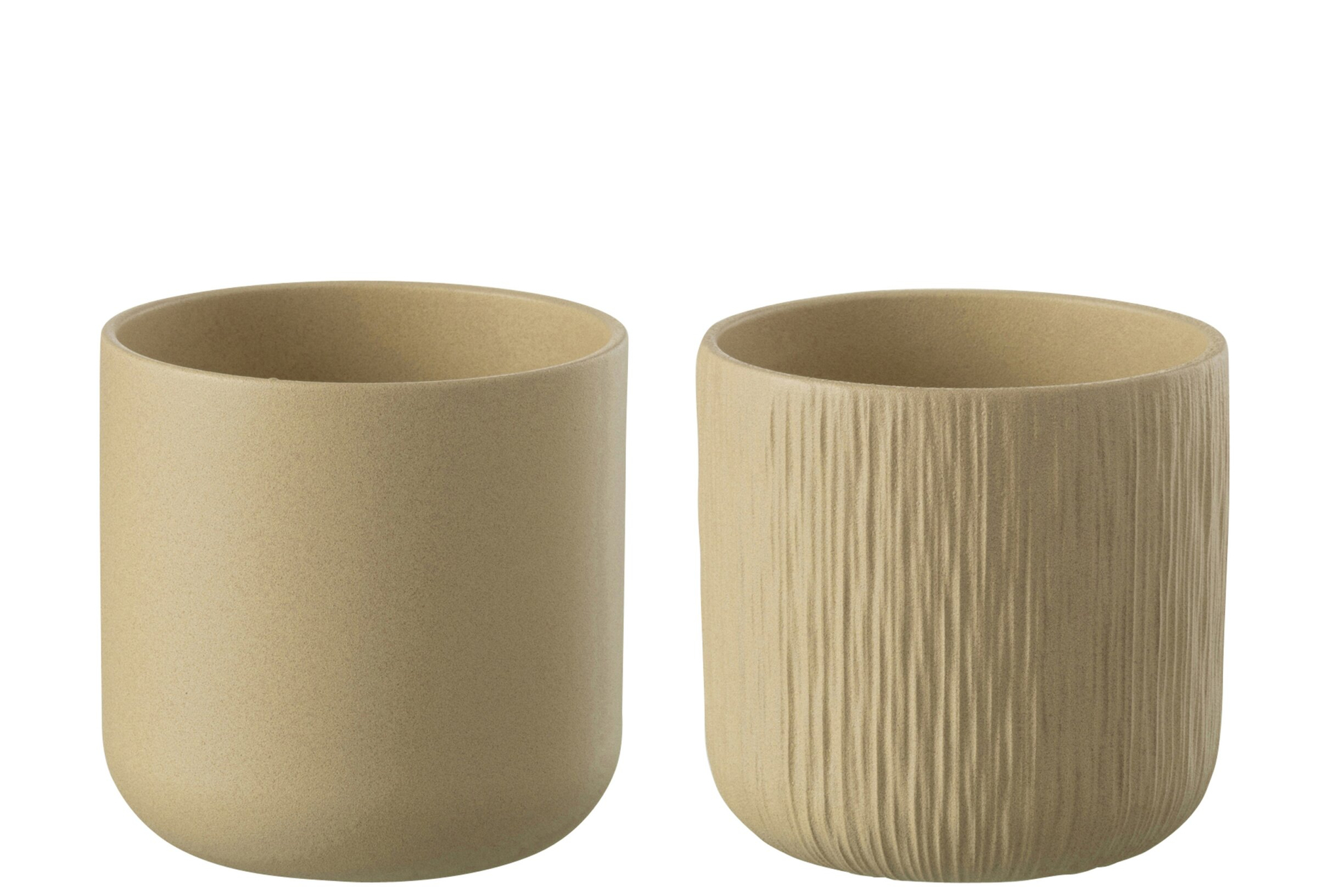 Bloempot Faaski Keramiek Beige H20 cm - Set van 2 - Afbeelding 2