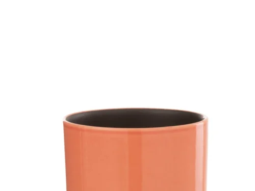 Bloempot Stontang keramiek roze, glanzend en rond, H16,5 cm, met donkere binnenkant