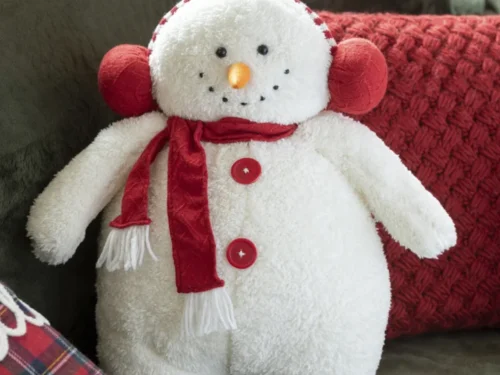 Plaid Patras Meerkleurig set van 2 met speelse sneeuwpopdecoratie in rood-witte winterstijl