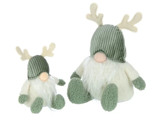 Decoratiefiguur Haumon meerkleurig polyester, 2 speelse kerstfiguren met gewei en zachte, winterse uitstraling