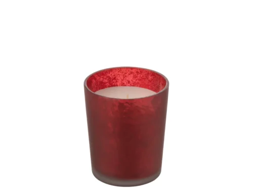 Geurkaars Sorrin in rood glas, sfeervol woonaccessoire met oud- en ambergeur