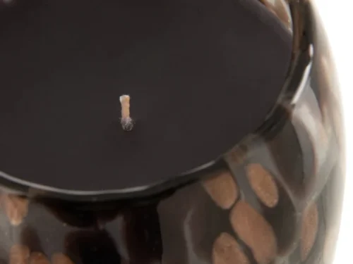 Geurkaars Vienond in meerkleurig glas met leer- en bladgeur, stijlvolle woonaccessoire