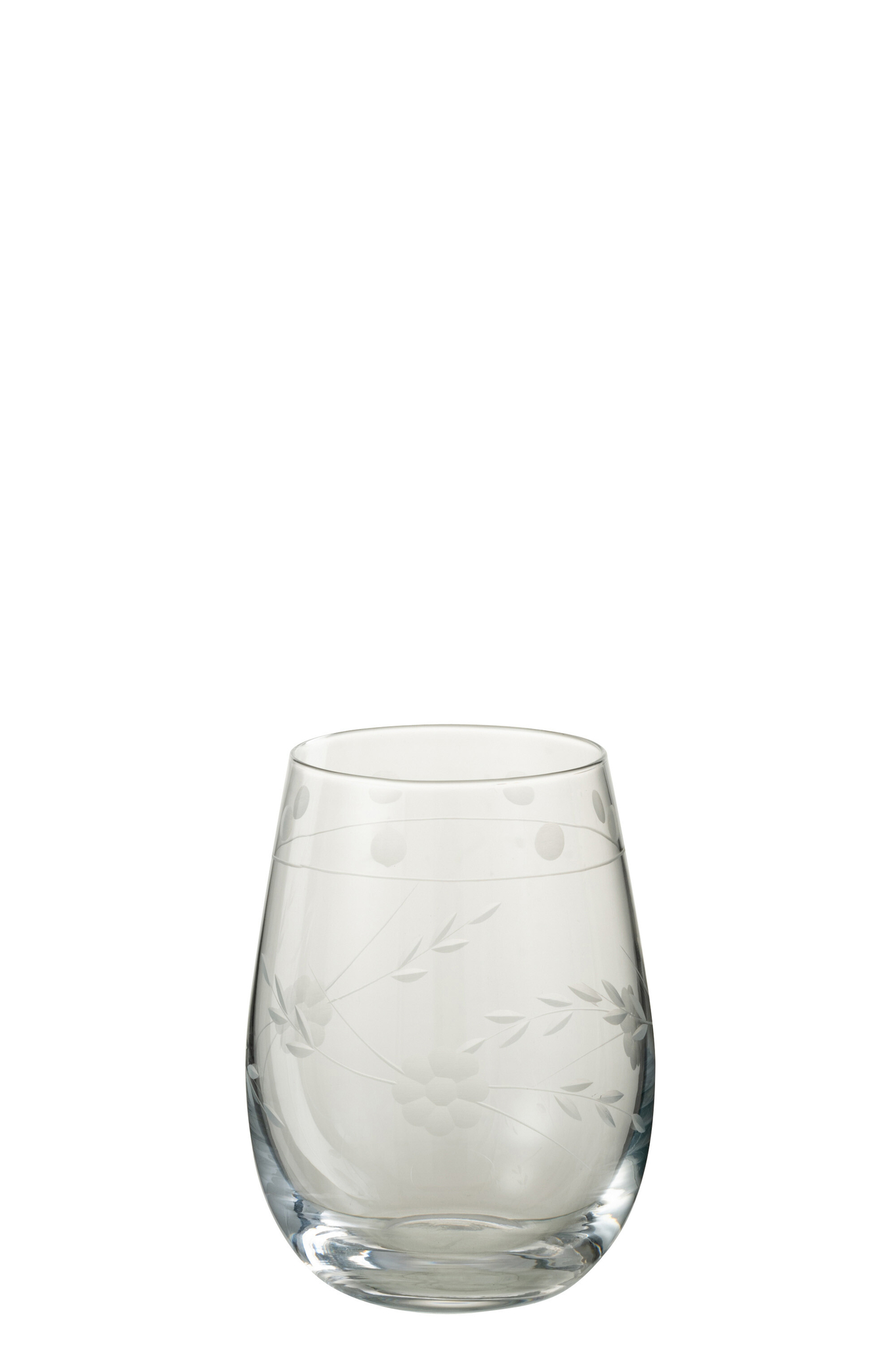 Transparant Kuldas drinkglas met gegraveerde bloemenafwerking en elegante vorm