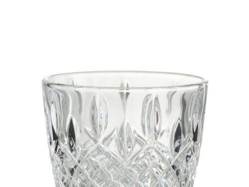 Drinkglas Gurnil transparant glas met reliëf, compacte vorm en stijlvol design voor op tafel