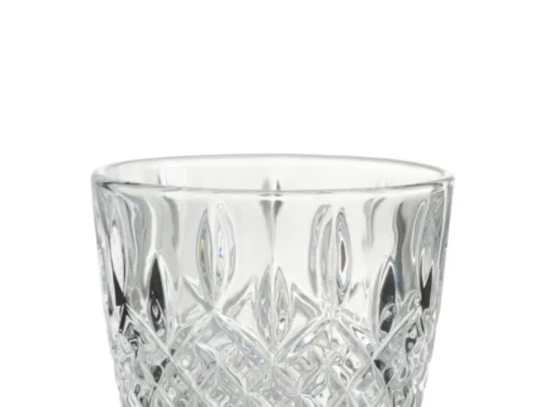Drinkglas Gurnil transparant glas met reliëf, compacte vorm en stijlvol design voor op tafel