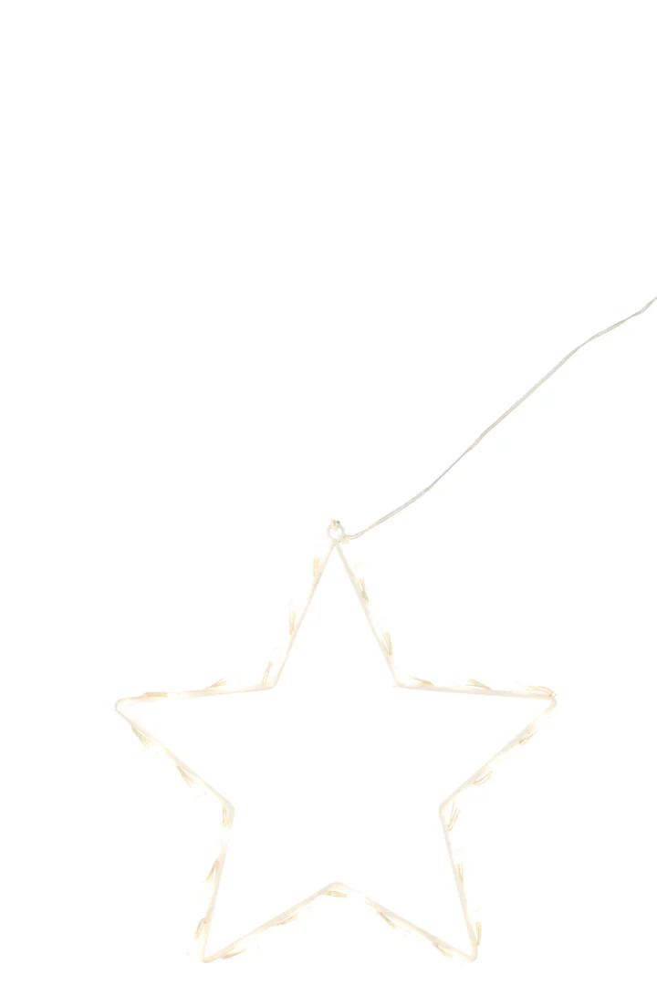 Decoratie Keevik witte metalen LED-ster, slank en winterse woondecoratie