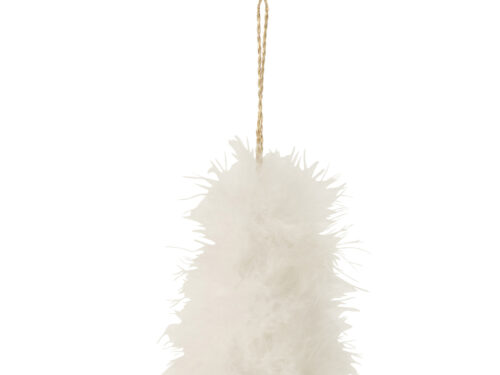 Witte kerstboomhanger Feathers met veren en karton, zacht en elegant, 14 cm hoog