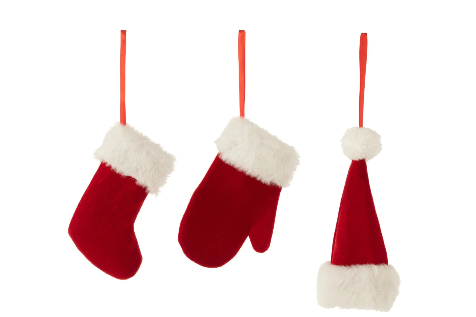 Decoratiehanger Sleintang Polyester Rood - Set van 3 - Afbeelding 2