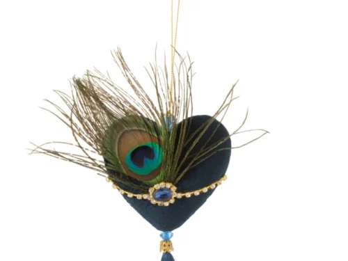 Harthanger Gaaltesta Blauw met pauwenveer, blauwe details en kwastje voor sfeervolle seizoensdecoratie