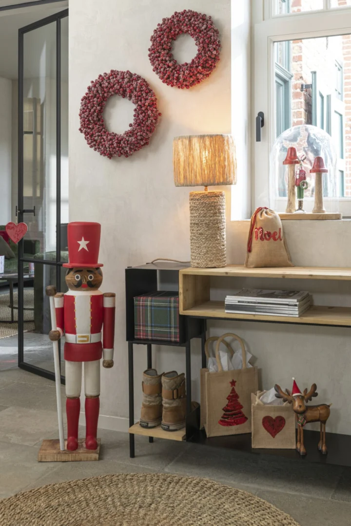 Kerstboom Skeildone jute meerkleurig set van 2, feestelijke cadeauextra's met natuurlijke jute en katoen, H26 cm