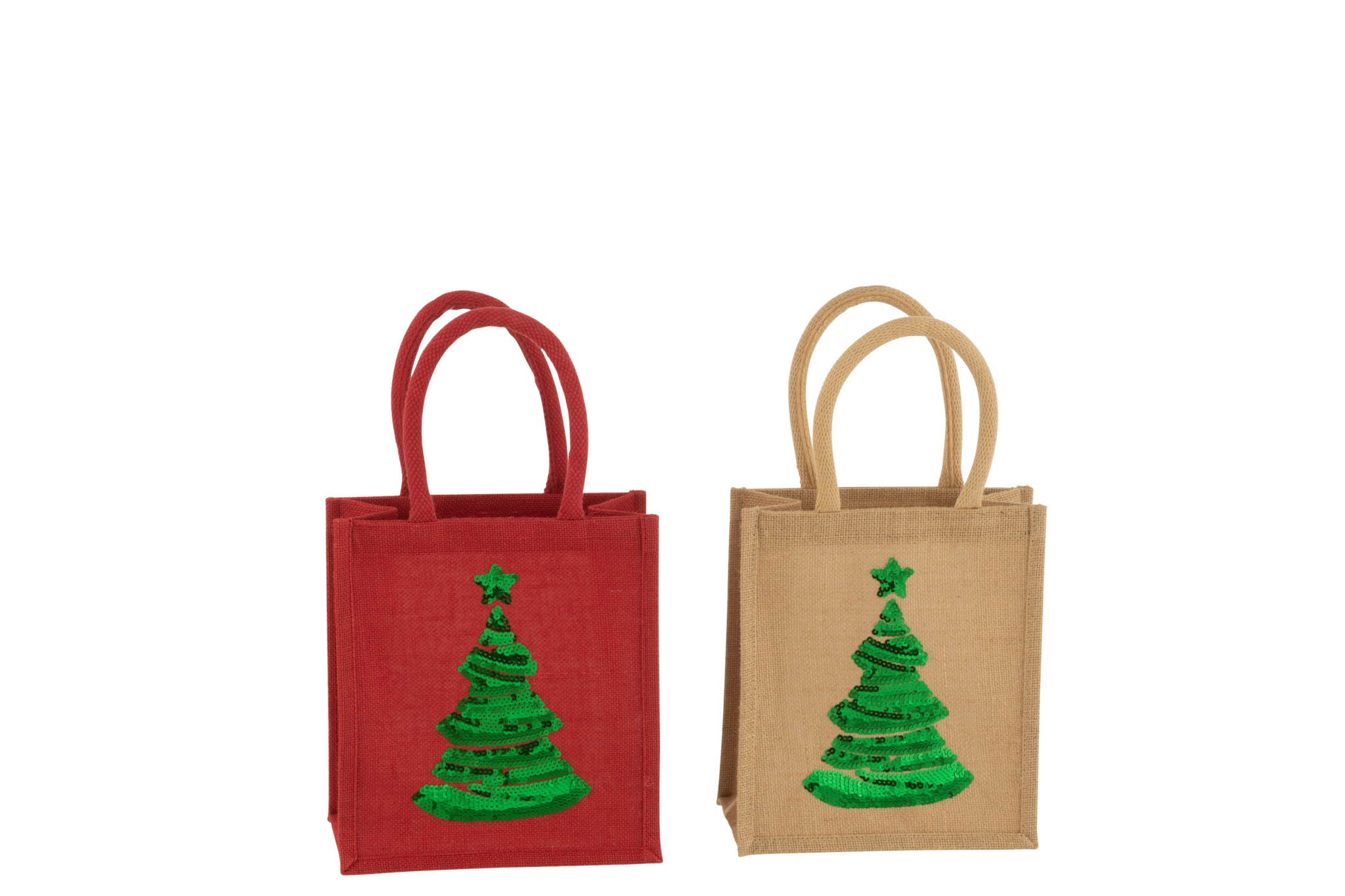 Kerstboom Leemi Jute Meerkleurig H26 cm - Set van 2 - Afbeelding 2