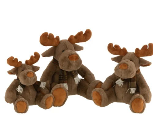Plaid Cidal Bruin zittend rendier, zachte textiele afwerking, warme winterlook voor interieur