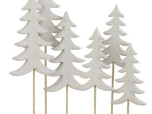 Kerstdecoratie Deessar Hout Wit - Set van 3