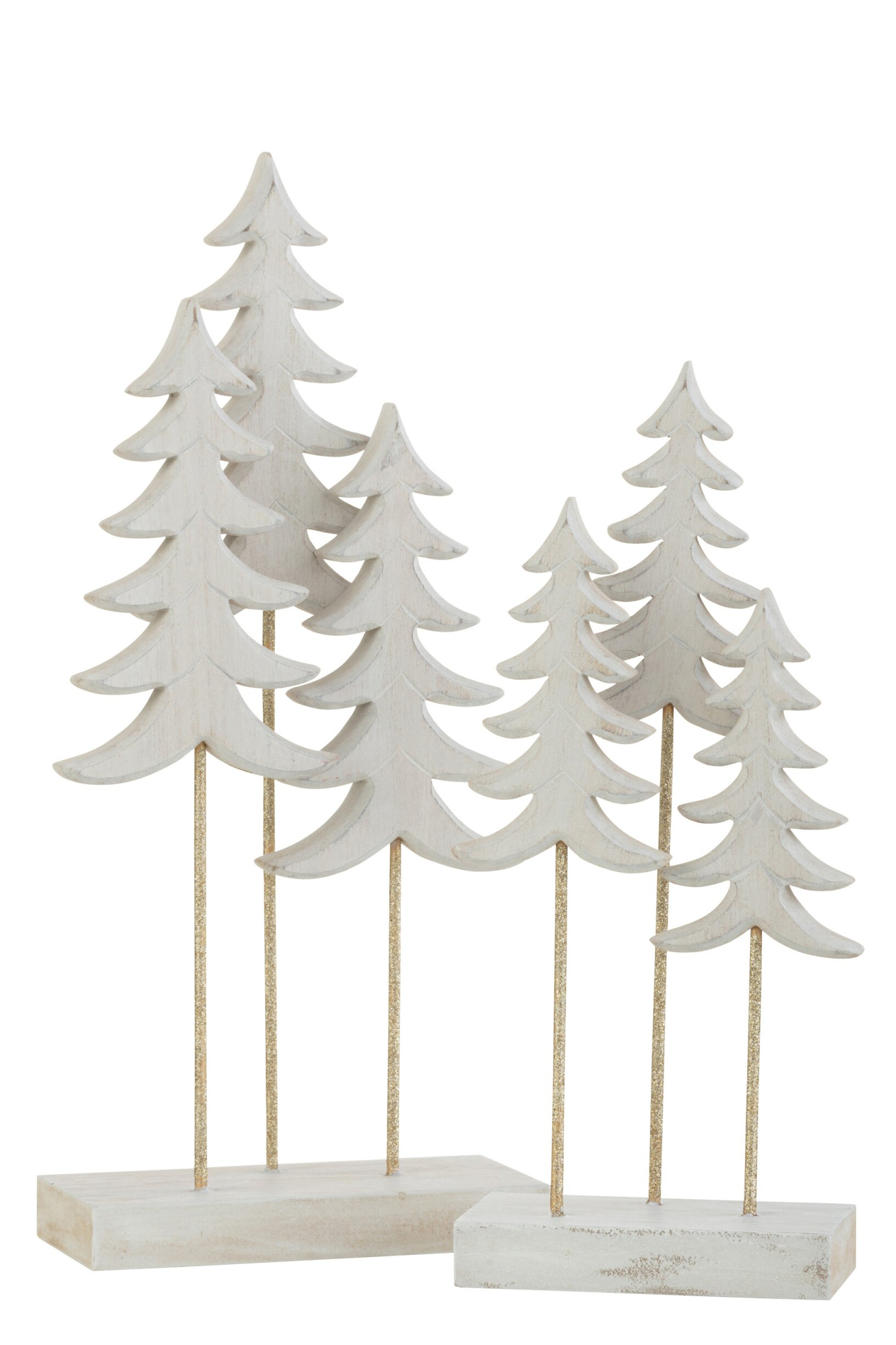 Kerstdecoratie Deessar Hout Wit - Set van 3