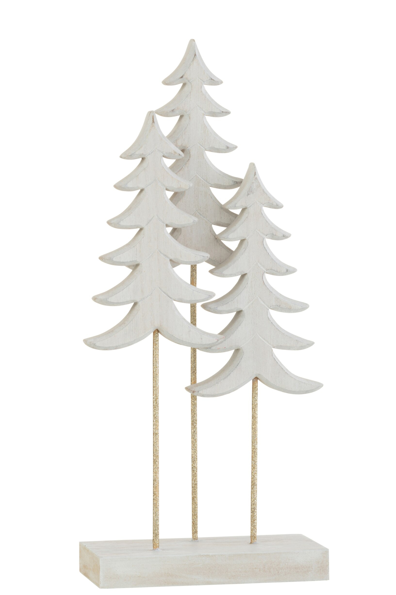 Kerstdecoratie Deessar Hout Wit - Set van 3 - Afbeelding 2