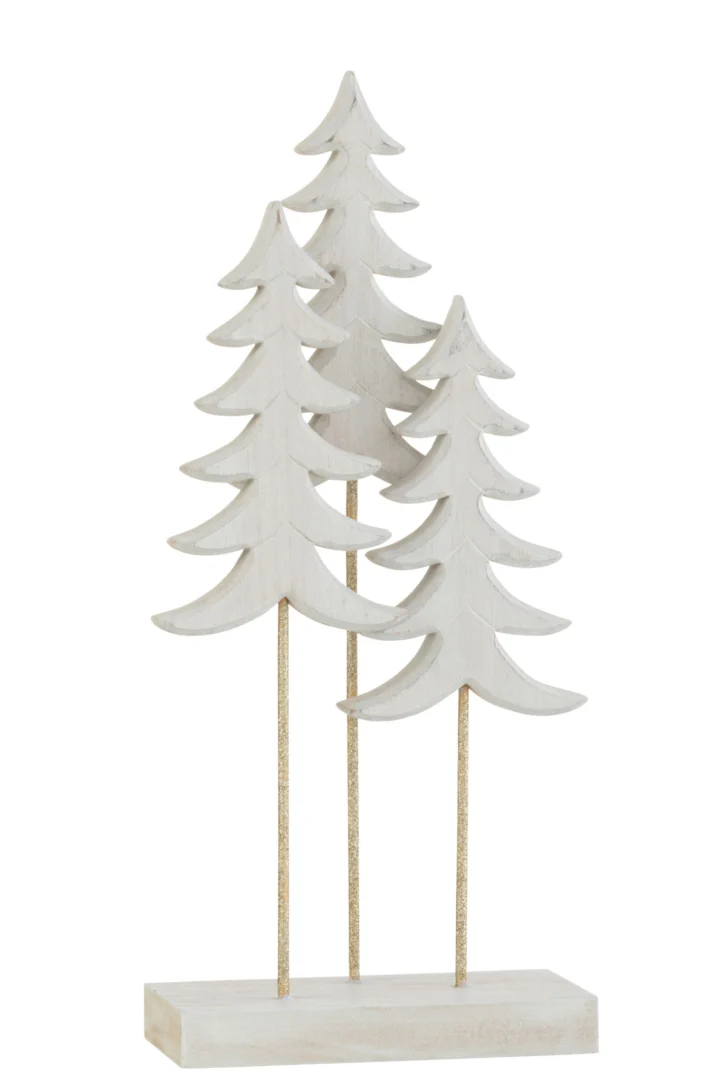Kerstdecoratie Deessar Hout Wit - Set van 3 - Afbeelding 2