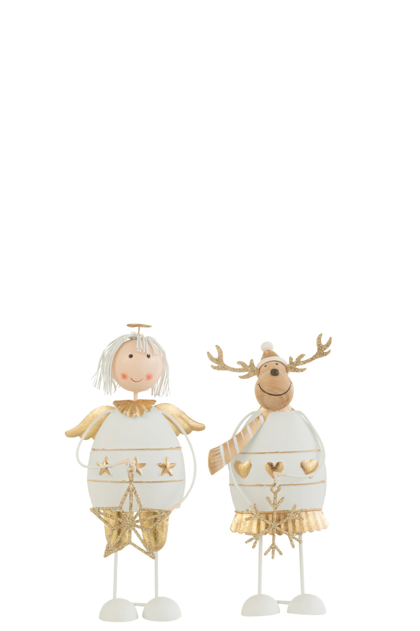 Decoratiefiguur Toovek Metaal Wit H18 cm - Set van 2