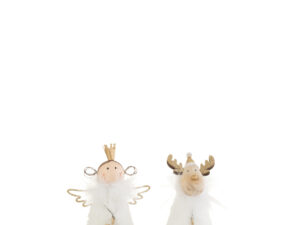 Decoratiefiguur Lino Metaal Wit H18,5 cm - Set van 2