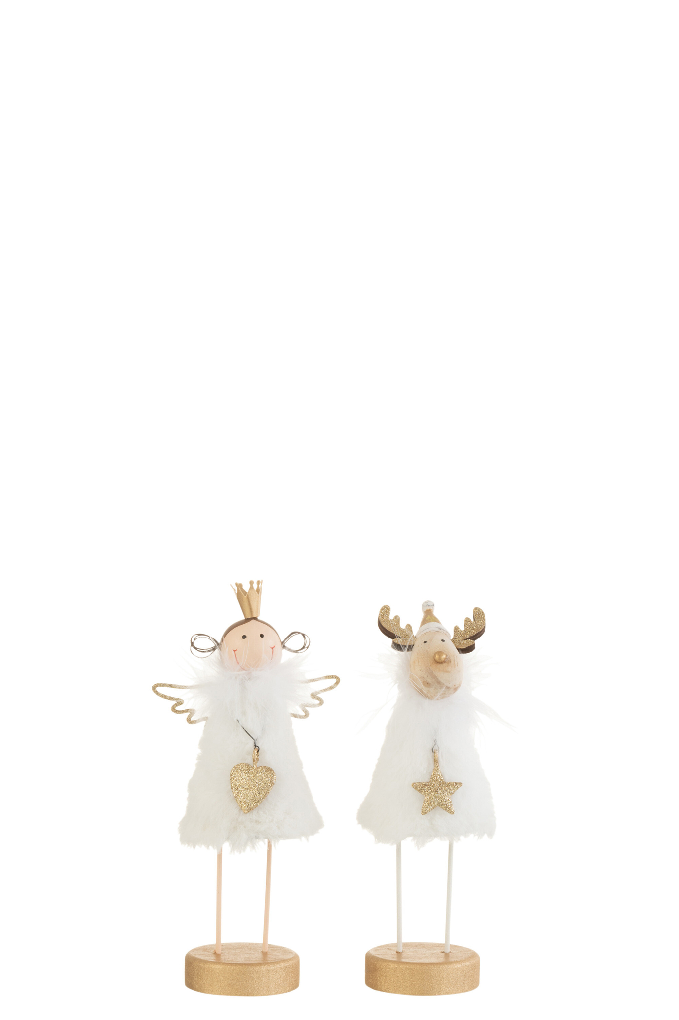 Decoratiefiguur Lino Metaal Wit H18,5 cm - Set van 2