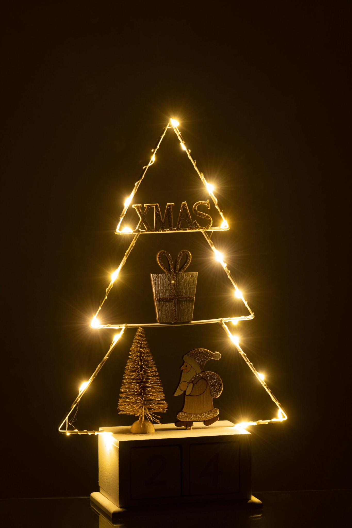 Kerstboom Trolvund Hout Wit H30 cm - Afbeelding 2