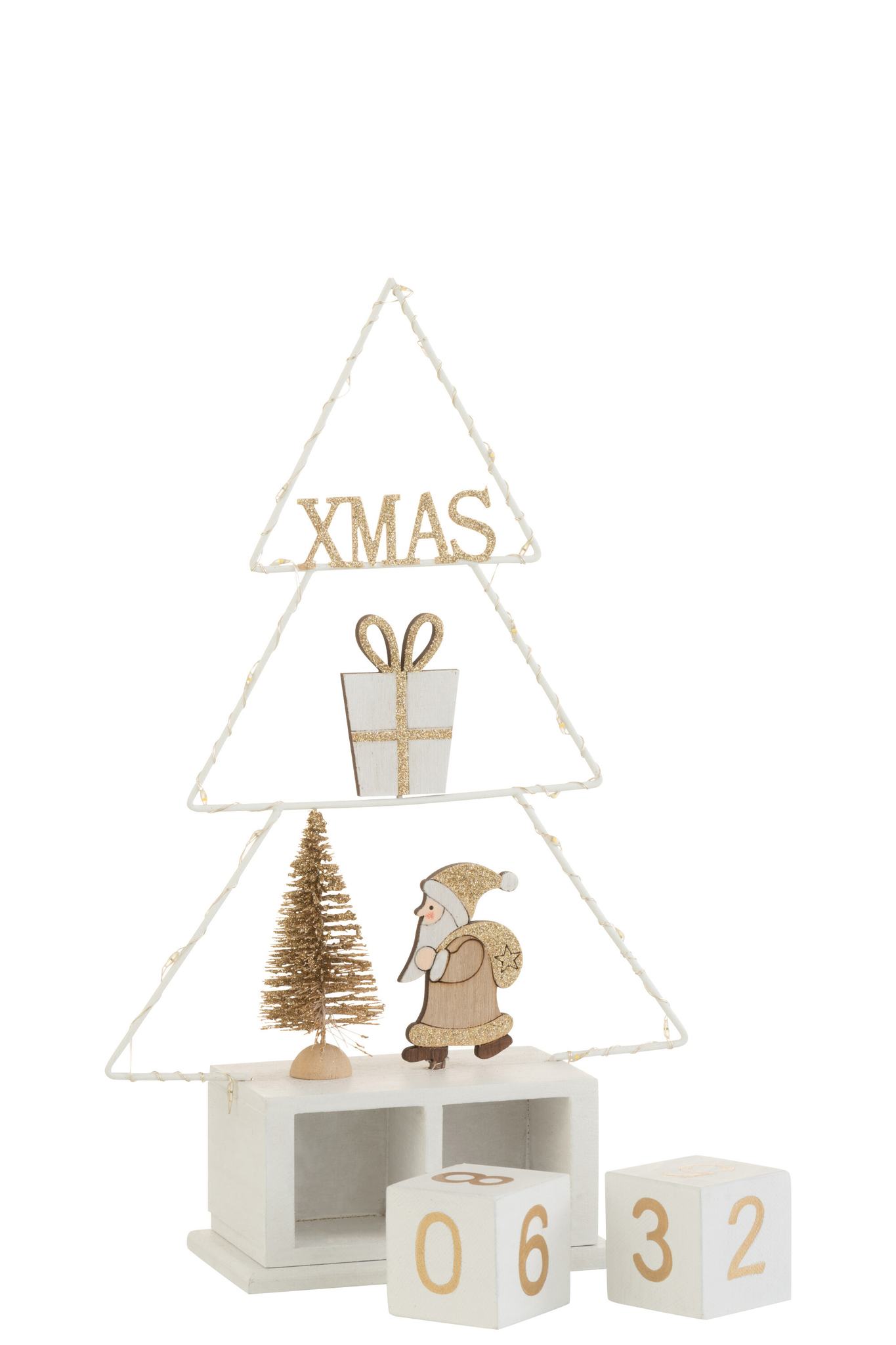 Kerstboom Trolvund Hout Wit H30 cm - Afbeelding 3