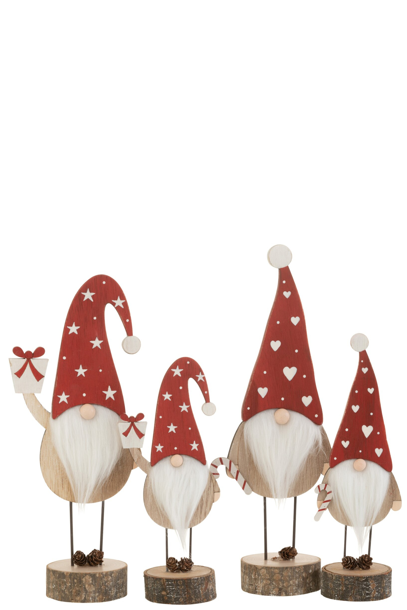 Decoratiefiguur Dutar Hout Rood H35 cm - Set van 2
