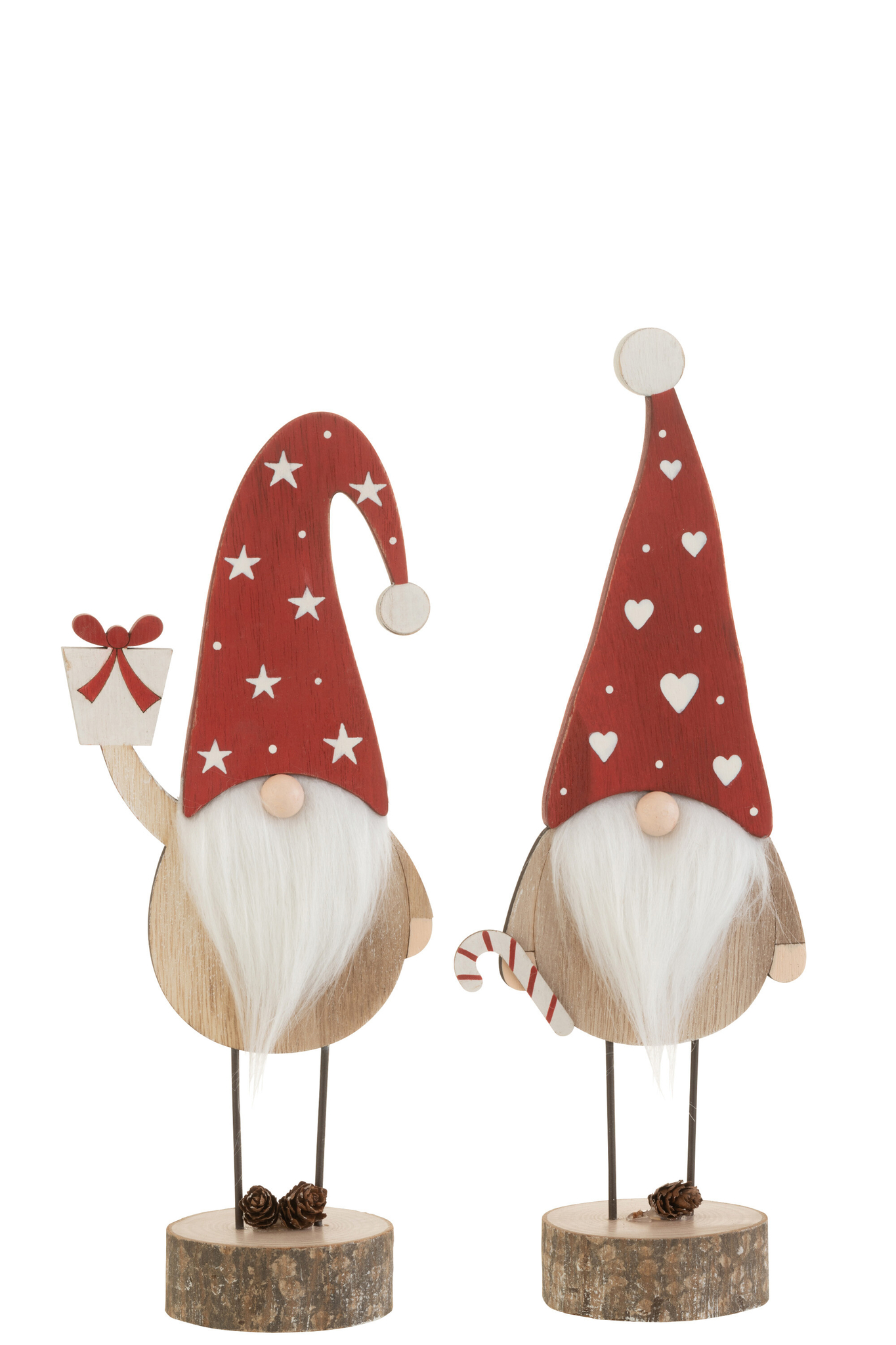 Decoratiefiguur Dutar Hout Rood H35 cm - Set van 2 - Afbeelding 2