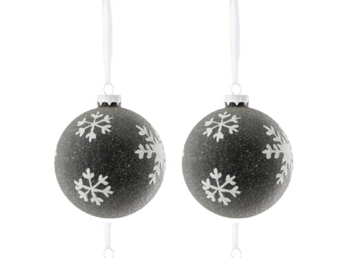 Opbergdoos Booltar Glas Zwart met sneeuwvlokprint, compact en stijlvol voor een rustig interieur
