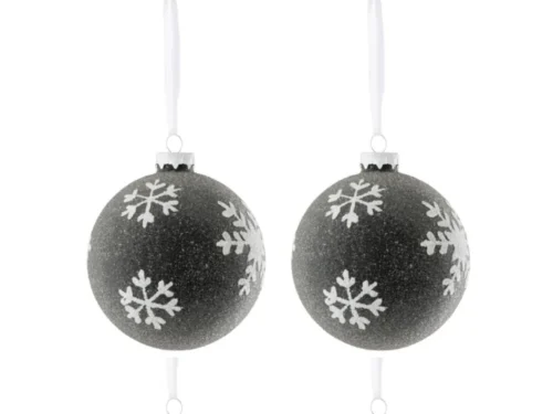 Opbergdoos Booltar Glas Zwart met sneeuwvlokprint, compact en stijlvol voor een rustig interieur