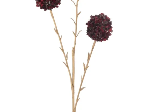 Kunsttak Treernano rood met drie pomponbloemen, decoratieve kunststof tak voor vaas of arrangement
