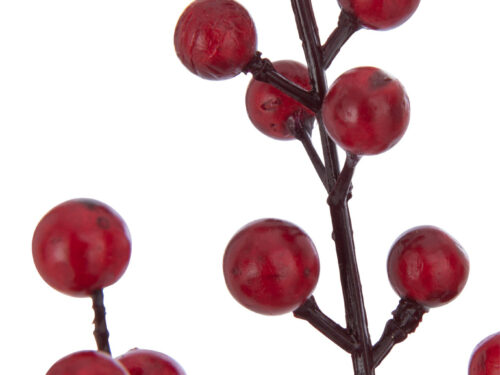 Kunsttak Alize met rode bessen, decoratieve kunststof tak voor warme winterse woondecoratie