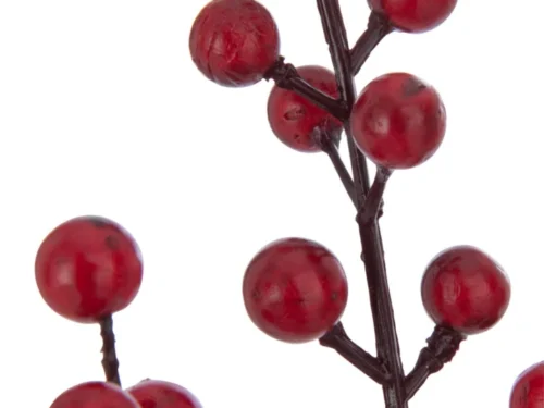Kunsttak Alize met rode bessen, decoratieve kunststof tak voor warme winterse woondecoratie