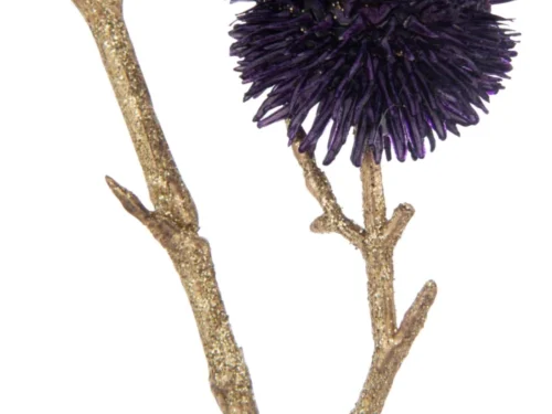 Kunsttak Kliermu paars met goudaccent en grote bloem, 100% kunststof voor vaas, 43 cm hoog