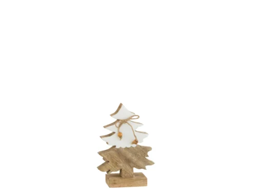 Kunstboom Foltund van naturel mangohout met witte accenten en touwdetail op houten voet