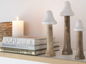 Decoratiefiguur Movund Mangohout Wit H31 cm - Set van 3