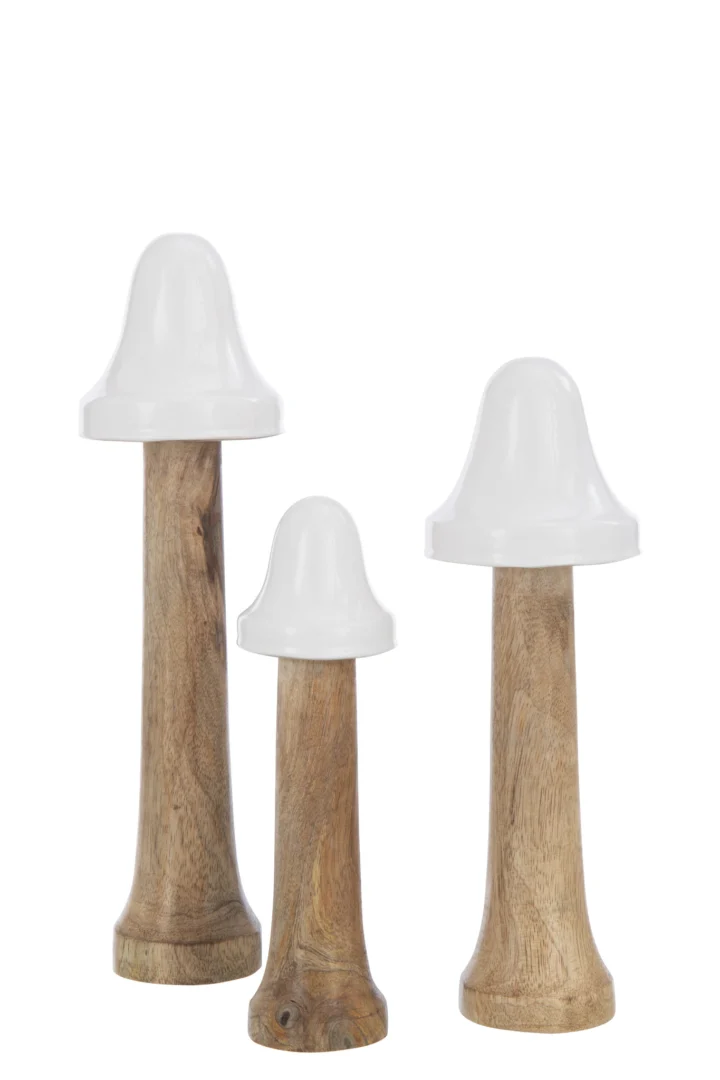 Decoratiefiguur Movund Mangohout Wit H31 cm - Set van 3 - Afbeelding 2