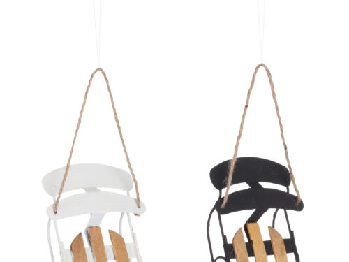 Decoratiehanger Denonte multiplex zwart en wit, set van 2, slank sleevormig ontwerp met touwlus en houten details