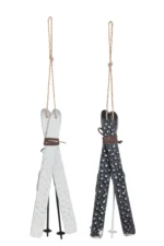 Skihanger Gaussello metaal zwart, set van 2, met touw en compact ontwerp voor winterkledingopslag