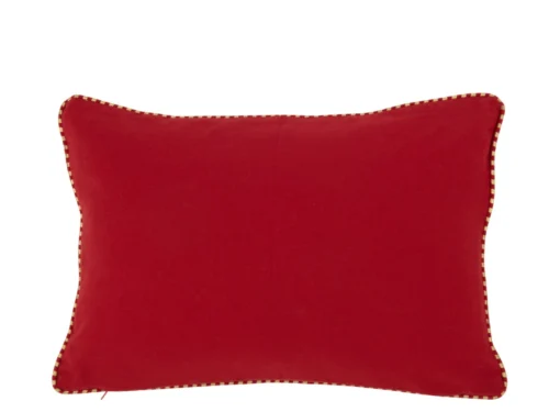 Rood kussen Oldehove 45 x 30 cm met sierlijke bies, compact en warm voor bank of fauteuil