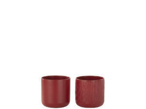 Bloempot Naandura Keramiek Rood H11 cm - Set van 2